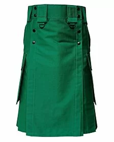 Green hybrid kilt with blue color sporran