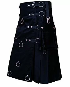 Black Long Fashion Utility Kilt