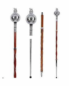 Chrome Head With Gold Irish Harp Major Mace Stave & Stick