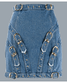 New Beautiful Custom Made Blue Denim Women Kilt