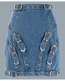 New Beautiful Custom Made Blue Denim Women Kilt