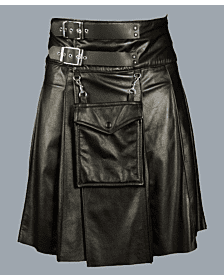 Black Leather Kilt 