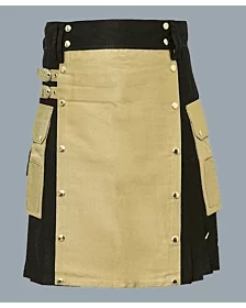 Khaki And Black Hybrid Utility Kilt