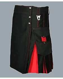 Black And Red Men Hybrid Kilt