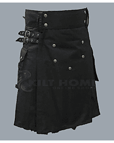 Black scottish hybrid denim kilt