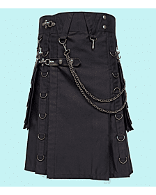 New Black Gothic Utility Kilt For Men