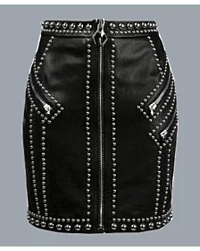 Women Fashion Leather Black Mini Skirt 