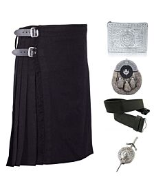 Plain Black Tartan Kilt Deal 