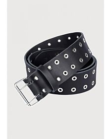 black lather silver studs kilt belt