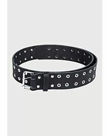 black lather silver studs kilt belt