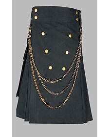 black utility kilt with golden chain