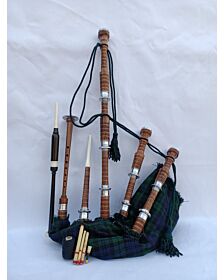 Black Watch Tartan Natural Finish Bagpipe Set