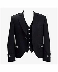 New Black Argyle Jacket And Vest