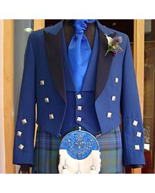 Blue Prince Charlie Kilt Jacket Black Lapel With Waistcoat