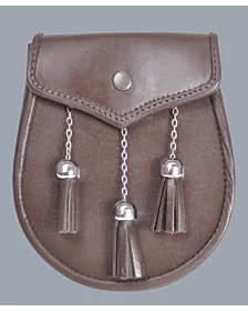 brown leather kilt sporran with tassel