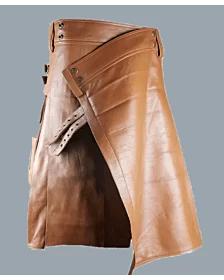 New leather Brown utility kilt 