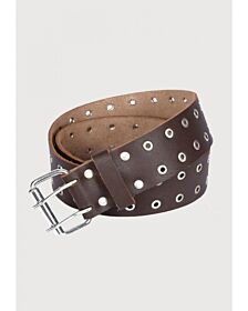 brown leather silver studs kilt belt
