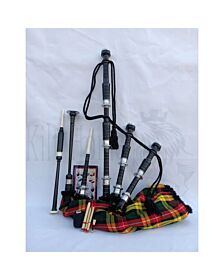 Buchanan Tartan Black Finish Bagpipe Set