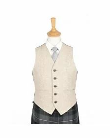 Scottish Wedding Groom Oatmeal Beige &amp; Cream Argyle Jacket