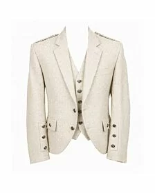 Scottish Wedding Groom Oatmeal Beige Argyle Jacket