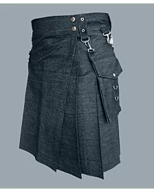 Gray Denim Fashion Kilt For Men