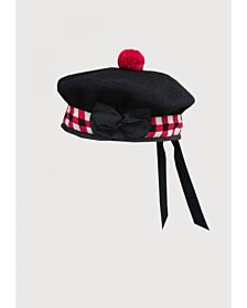 Black And Red Diced Balmoral Scottish Hat