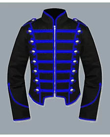 Mens Blue Black Military Marching Band Drummer Jacket