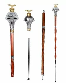 Plain Chrome Flat Head Lion Major Mace Stave & Stick