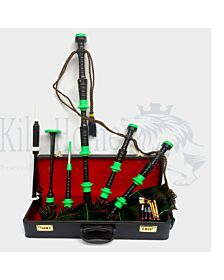 Hunting Stewart Tartan Green Mounts Bagpipe Set 