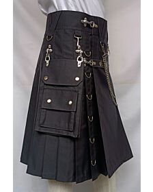 New Black Gothic Utility Kilt For Men