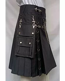 New Black Gothic Utility Kilt For Men