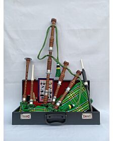  Irish National Tartan Natural Finish Bagpipe Set
