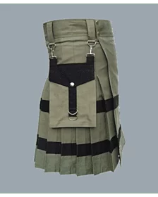 Buy New Black Olive Green Utility Skirt Kilt