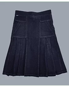 Women Dark Blue Denim Kilt
