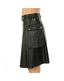 Beautiful black leather utility kilt