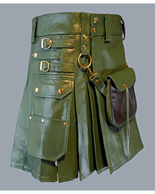 Fashion green custom made leather kilt