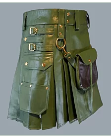 Fashion green custom made leather kilt