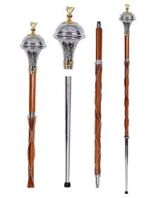 Chrome Head With Gold Irish Harp Major Mace Stave & Stick