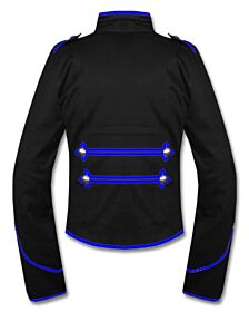 Mens Blue Black Military Marching Band Drummer Jacket