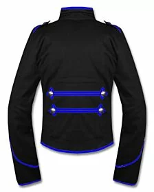 Mens Blue Black Military Marching Band Drummer Jacket