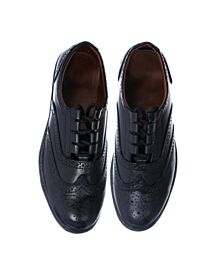 New Mens Black Leather Upper Ghillie Brogues Shoes