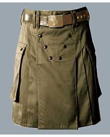 Olive green drilled cotton Men kilt