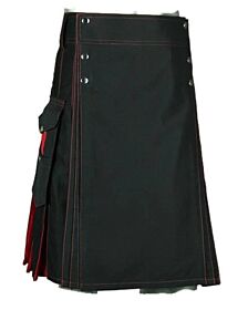 Black And Red Men Hybrid Kilt