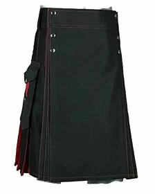 Black And Red Men Hybrid Kilt