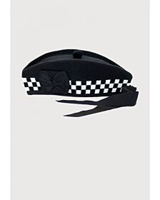 pure wool diced glengarry hat black white