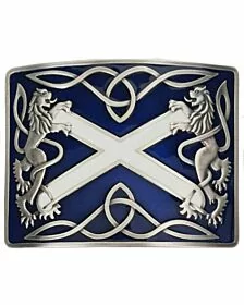 Saltire Blue Antiqued Kilt Belt Buckle