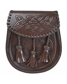 Scottish brown leather kilt sporran