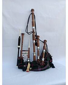 Scottish National Tartan With Natural Finish Bagpipe Set