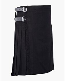 Solid Black Tartan Kilt 