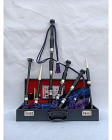 Pride Of Scotland Tartan Black Finish Bagpipe Set